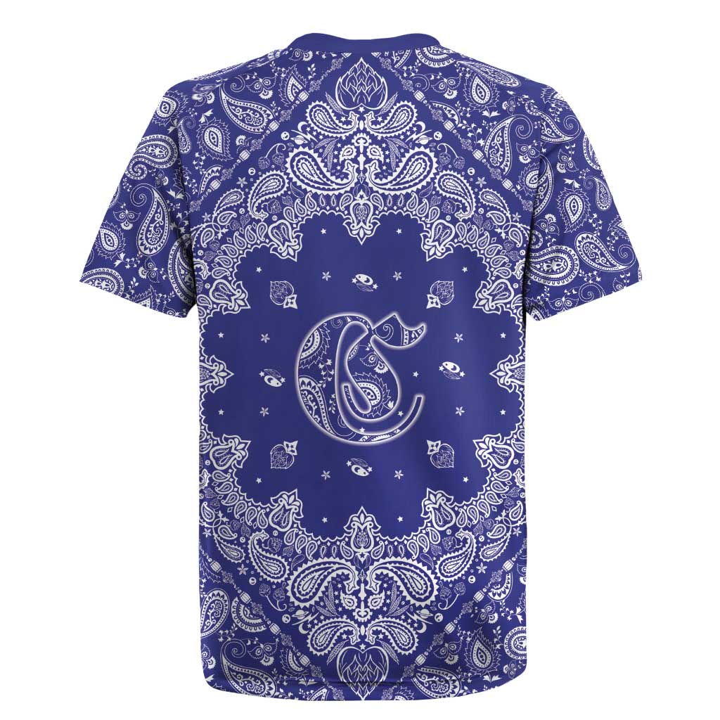 Blue Paisley Rugby Jersey Skull Gangster - Wonder Print Shop