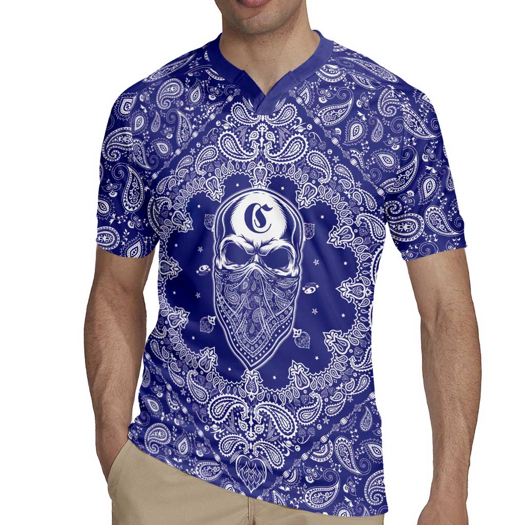 Blue Paisley Rugby Jersey Skull Gangster - Wonder Print Shop