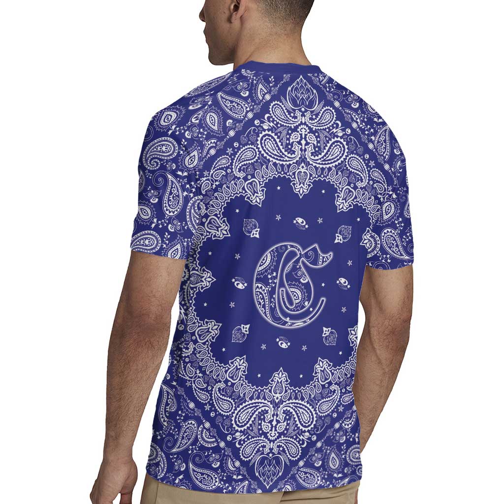 Blue Paisley Rugby Jersey Skull Gangster - Wonder Print Shop