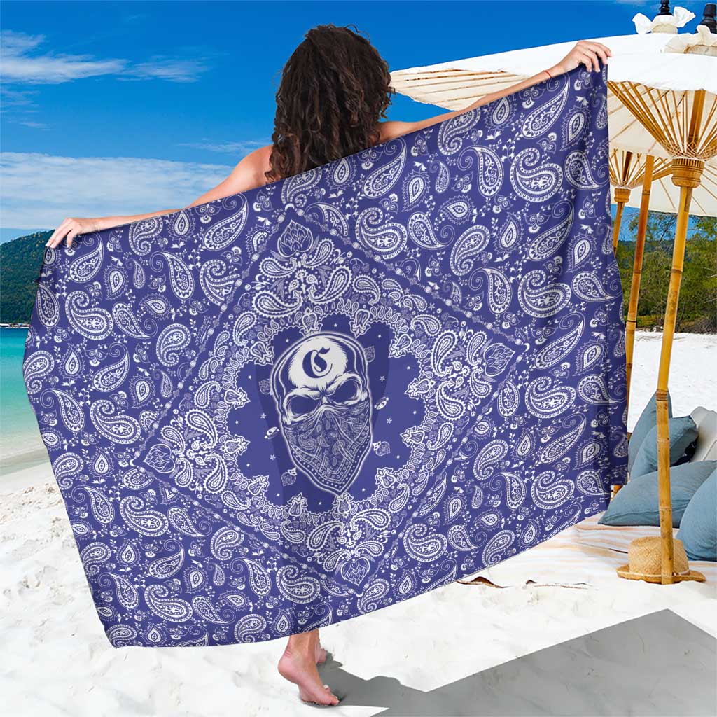 Blue Paisley Sarong Skull Gangster - Wonder Print Shop