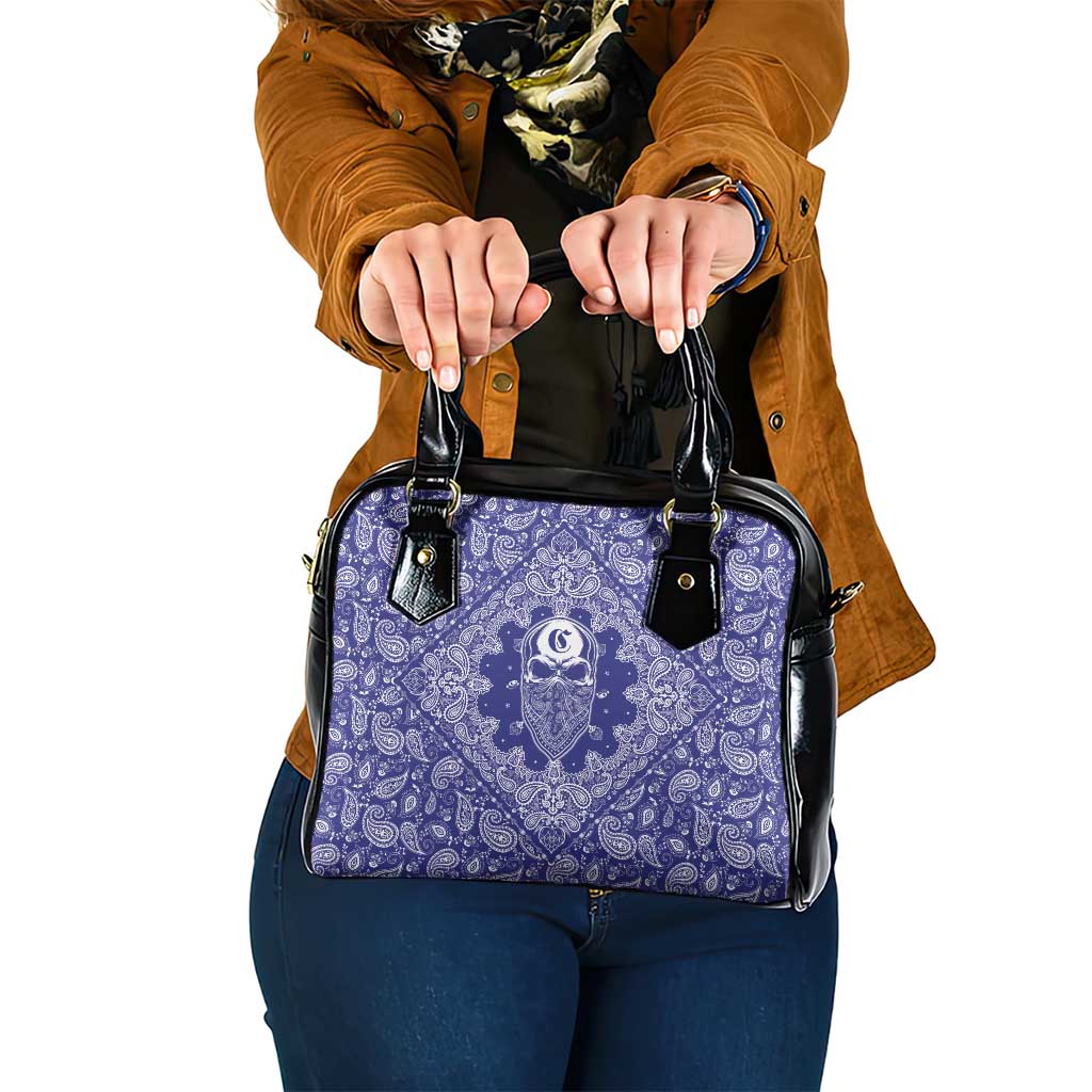 Blue Paisley Shoulder Handbag Skull Gangster - Wonder Print Shop