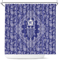 Blue Paisley Shower Curtain Skull Gangster - Wonder Print Shop