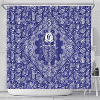 Blue Paisley Shower Curtain Skull Gangster - Wonder Print Shop