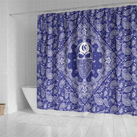 Blue Paisley Shower Curtain Skull Gangster - Wonder Print Shop