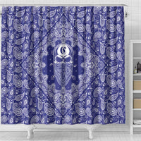 Blue Paisley Shower Curtain Skull Gangster - Wonder Print Shop