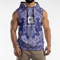 Blue Paisley Sleeveless Hoodie Skull Gangster - Wonder Print Shop
