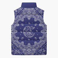 Blue Paisley Sleeveless Puffer Jacket Skull Gangster - Wonder Print Shop