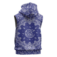 Blue Paisley Sleeveless Zip Hoodie Skull Gangster - Wonder Print Shop
