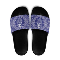 Blue Paisley Slide Sandals Skull Gangster - Wonder Print Shop