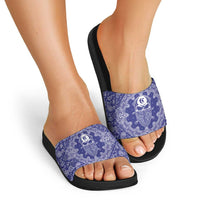 Blue Paisley Slide Sandals Skull Gangster - Wonder Print Shop