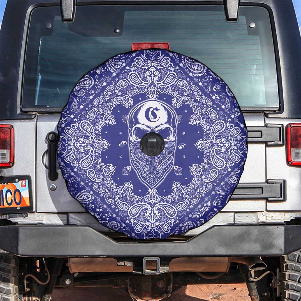 Blue Paisley Spare Tire Cover Skull Gangster - Wonder Print Shop