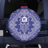 Blue Paisley Spare Tire Cover Skull Gangster - Wonder Print Shop