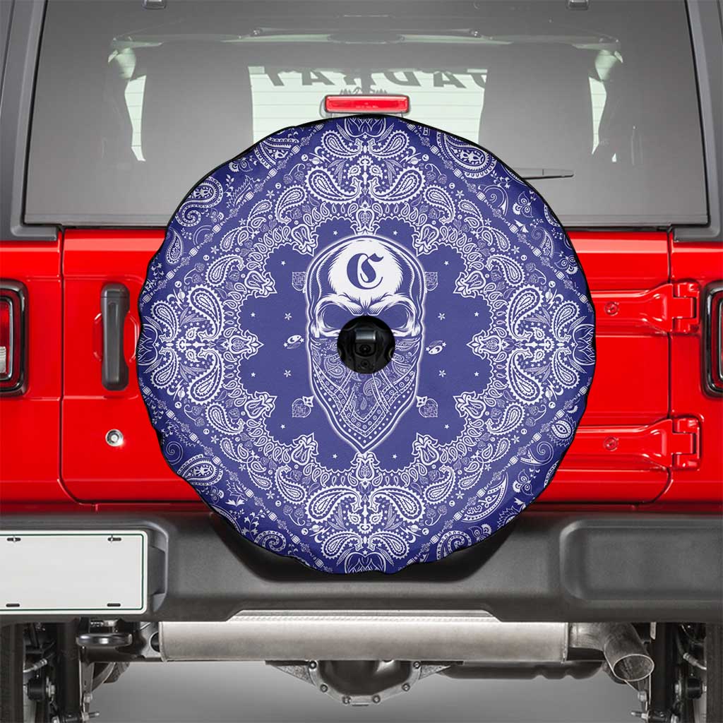 Blue Paisley Spare Tire Cover Skull Gangster - Wonder Print Shop