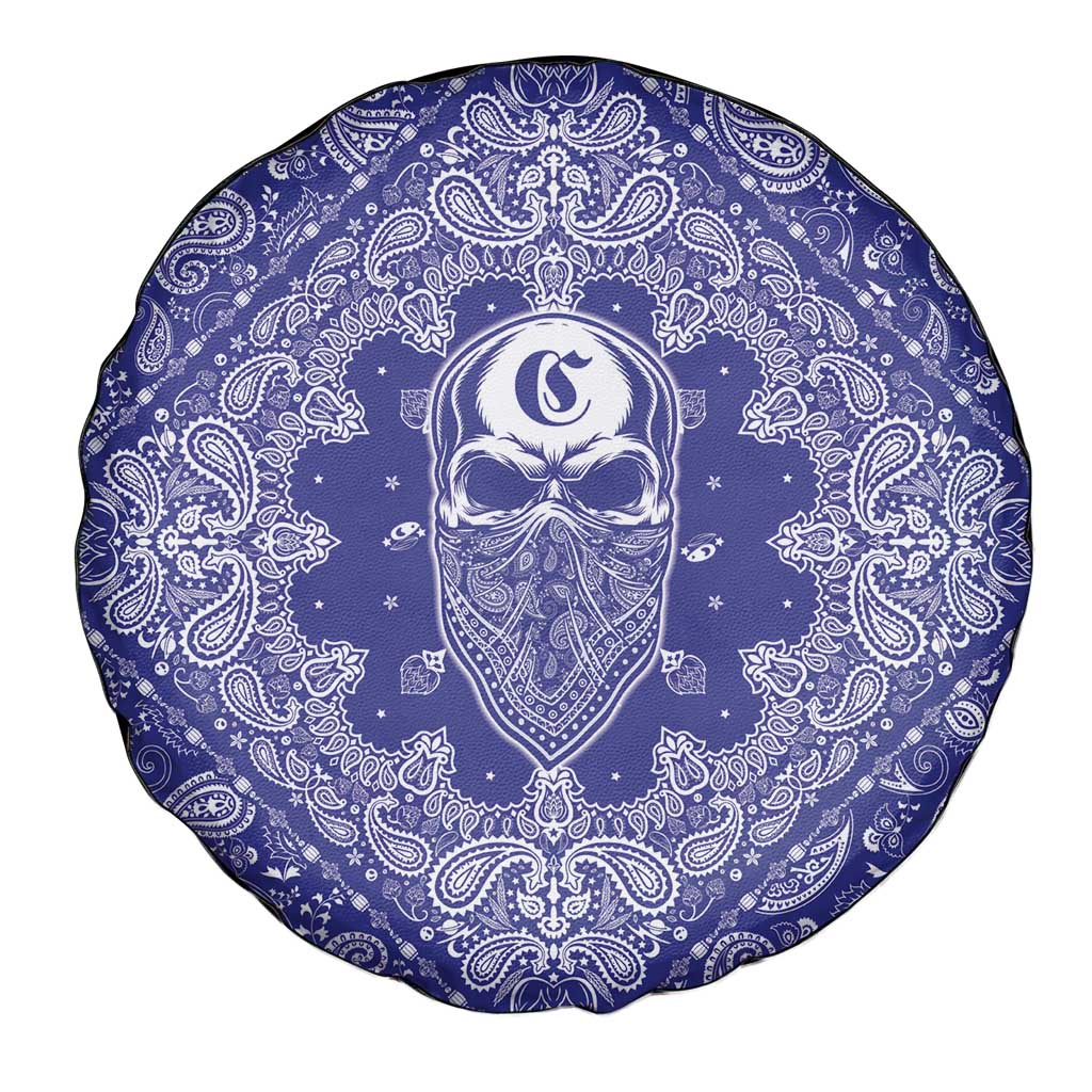 Blue Paisley Spare Tire Cover Skull Gangster - Wonder Print Shop
