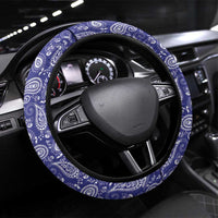 Blue Paisley Steering Wheel Cover Skull Gangster - Wonder Print Shop