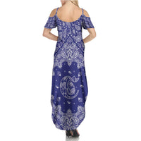 Blue Paisley Summer Maxi Dress Skull Gangster - Wonder Print Shop
