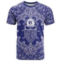 Blue Paisley T Shirt Skull Gangster - Wonder Print Shop