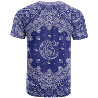 Blue Paisley T Shirt Skull Gangster - Wonder Print Shop