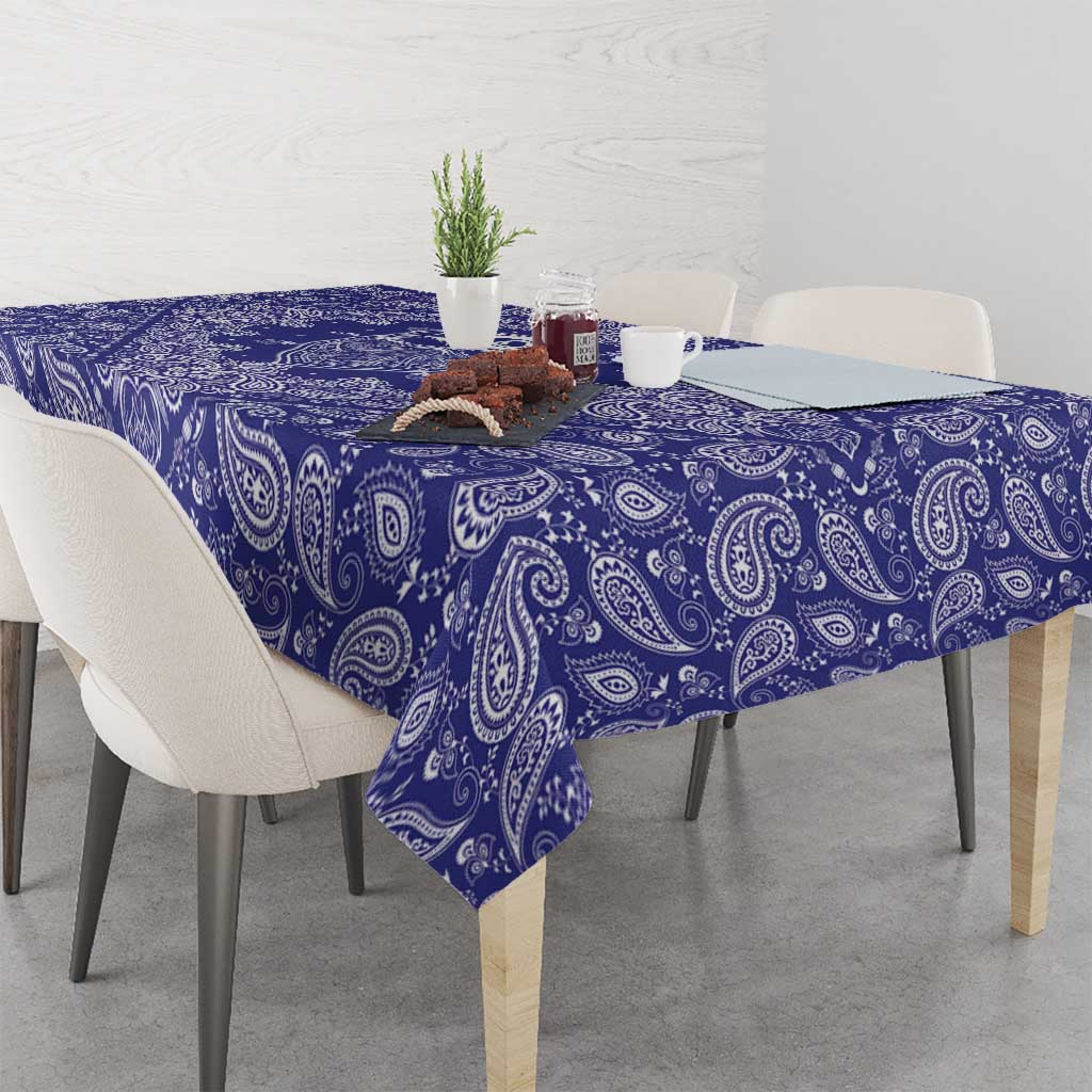 Blue Paisley Tablecloth Skull Gangster - Wonder Print Shop
