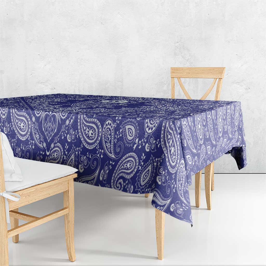 Blue Paisley Tablecloth Skull Gangster - Wonder Print Shop