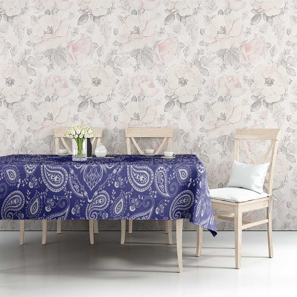 Blue Paisley Tablecloth Skull Gangster - Wonder Print Shop