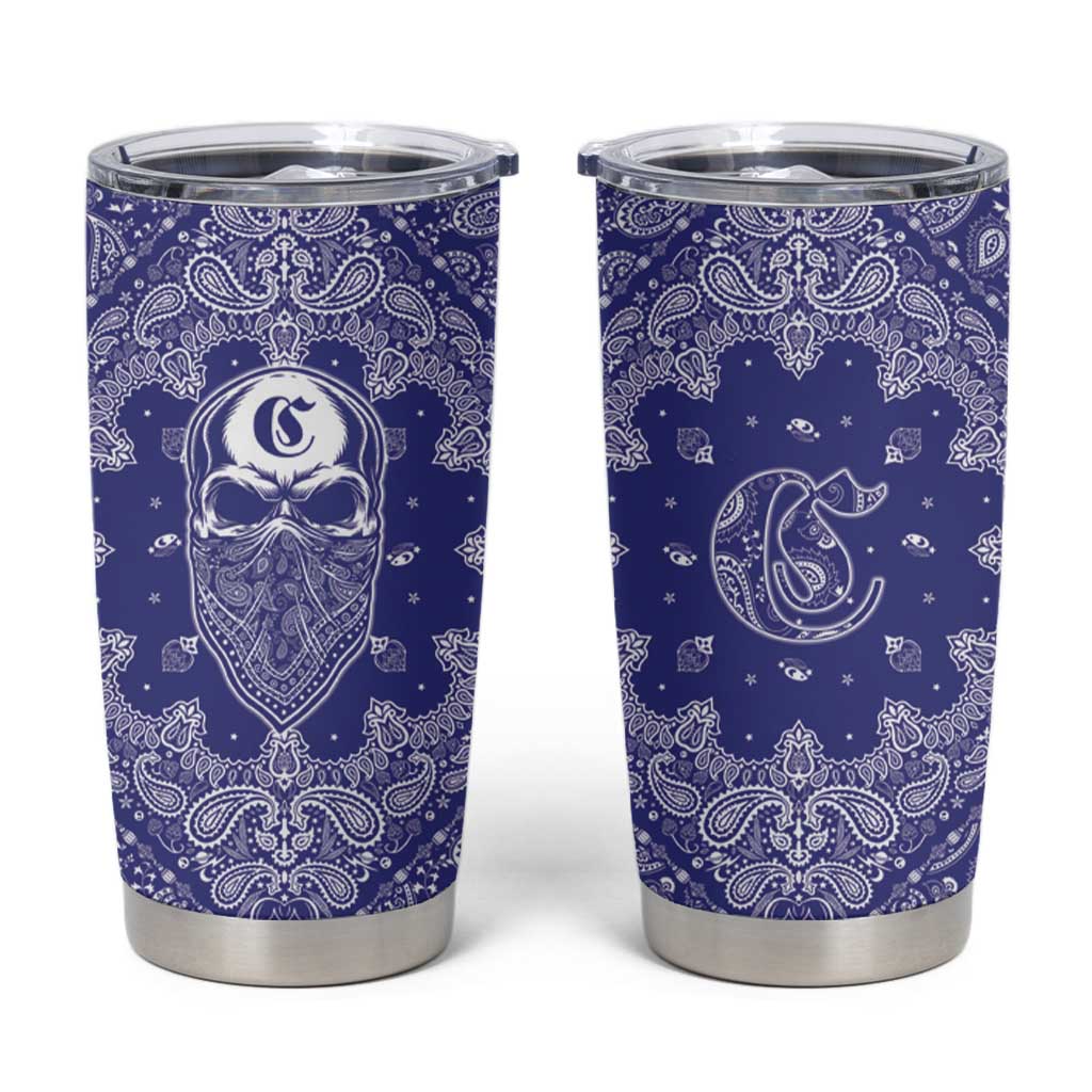 Blue Paisley Tumbler Cup Skull Gangster - Wonder Print Shop