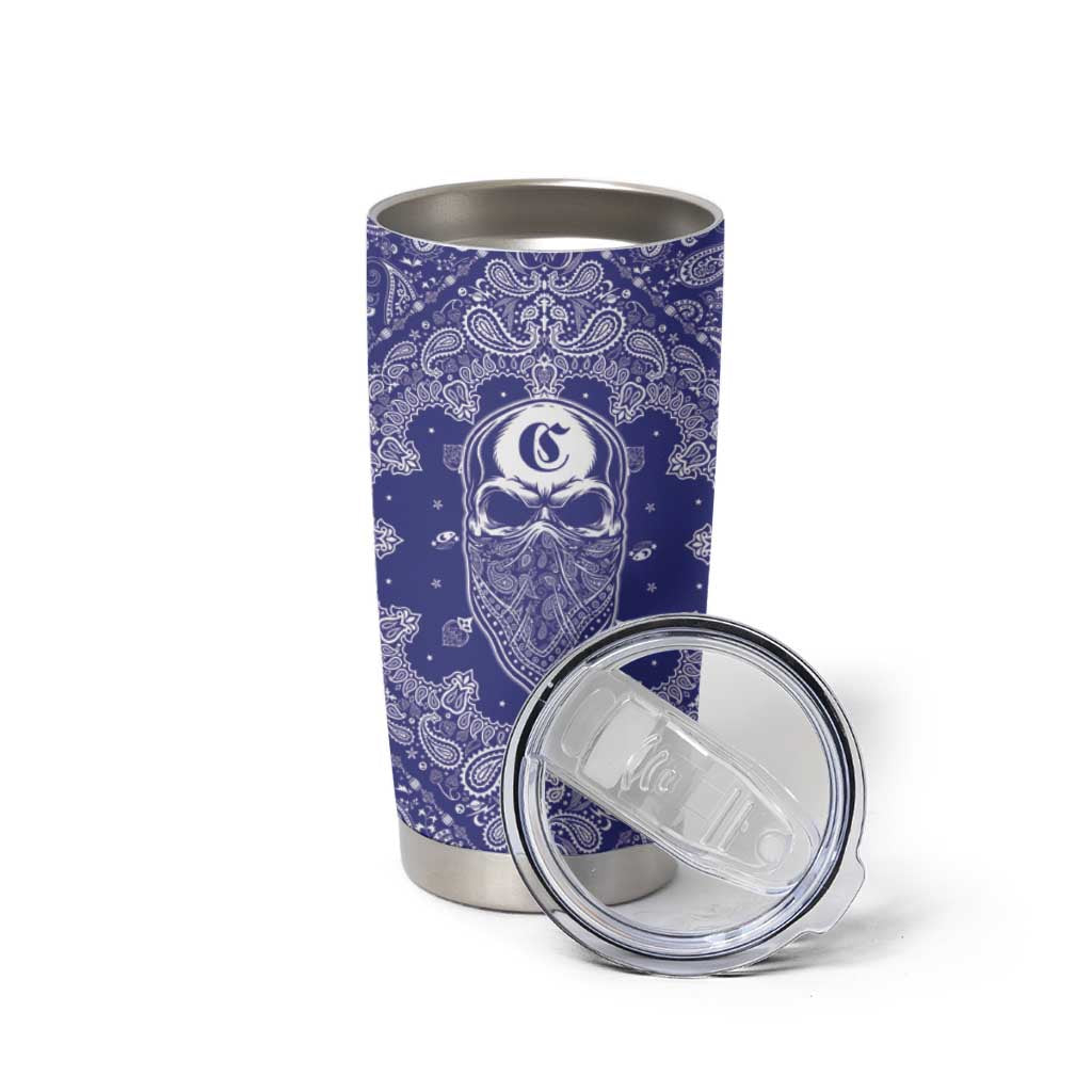 Blue Paisley Tumbler Cup Skull Gangster - Wonder Print Shop