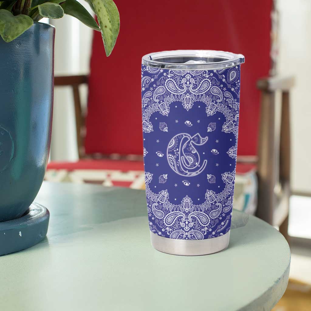Blue Paisley Tumbler Cup Skull Gangster - Wonder Print Shop