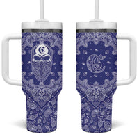 Blue Paisley Tumbler With Handle Skull Gangster - Wonder Print Shop