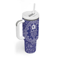 Blue Paisley Tumbler With Handle Skull Gangster - Wonder Print Shop