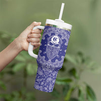 Blue Paisley Tumbler With Handle Skull Gangster - Wonder Print Shop