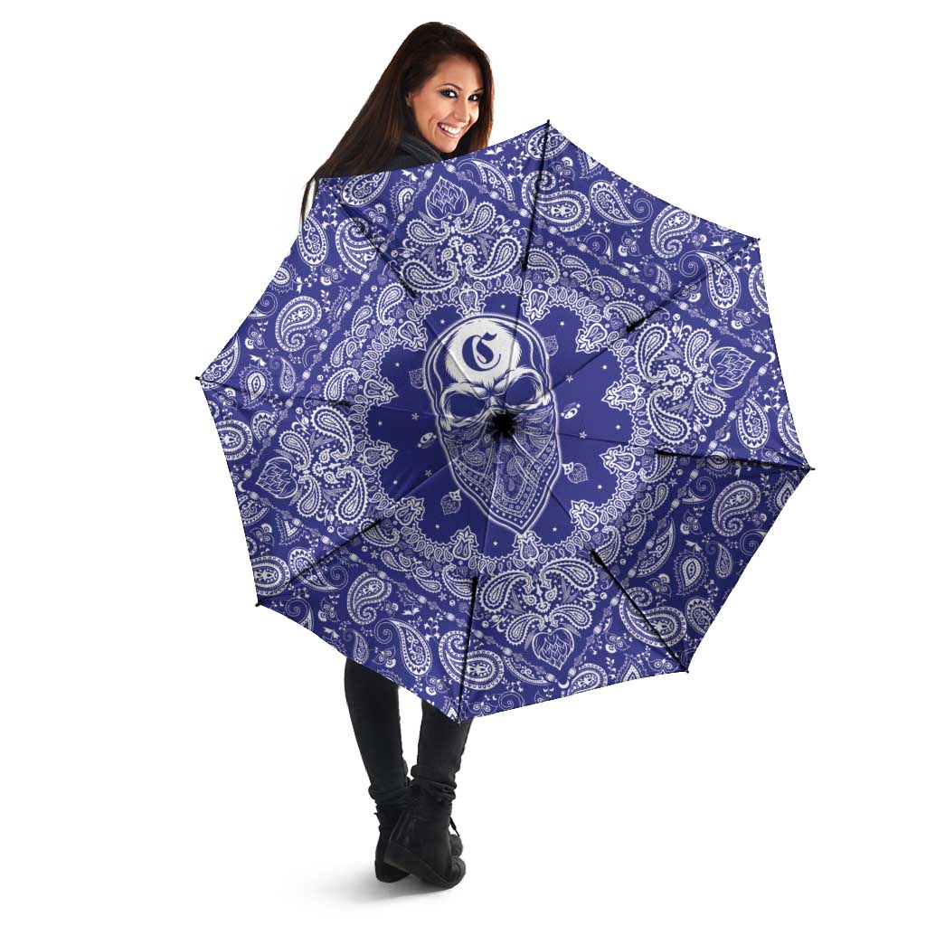 Blue Paisley Umbrella Skull Gangster - Wonder Print Shop