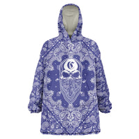 Blue Paisley Wearable Blanket Hoodie Skull Gangster - Wonder Print Shop