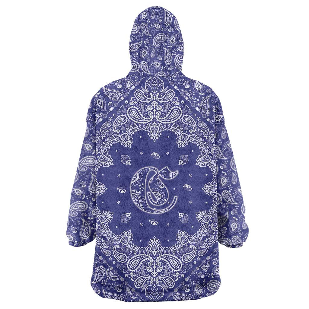 Blue Paisley Wearable Blanket Hoodie Skull Gangster - Wonder Print Shop