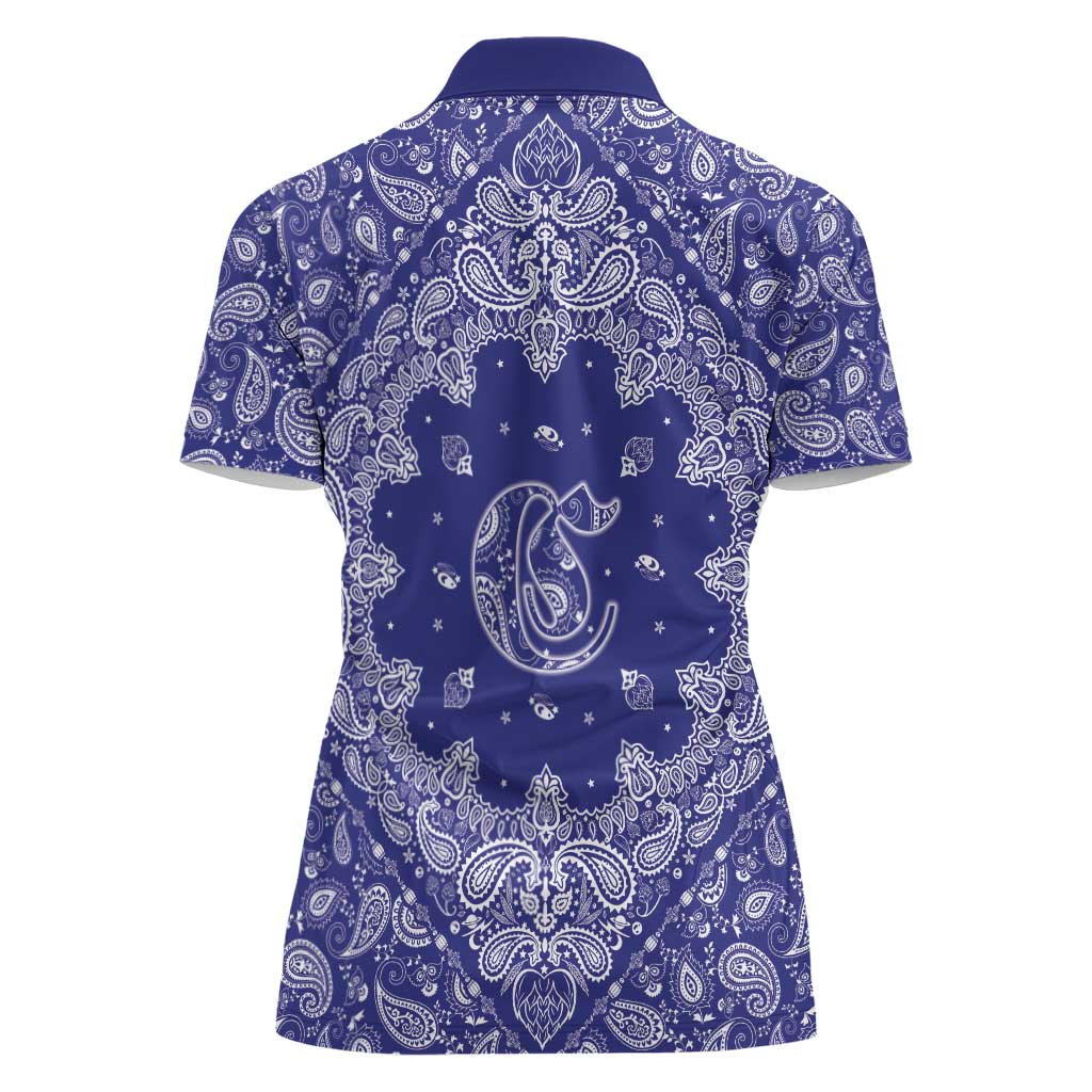 Blue Paisley Women Polo Shirt Skull Gangster - Wonder Print Shop