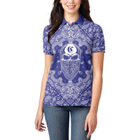 Blue Paisley Women Polo Shirt Skull Gangster - Wonder Print Shop