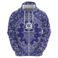 Blue Paisley Zip Hoodie Skull Gangster - Wonder Print Shop