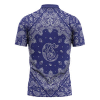 Blue Paisley Zipper Polo Shirt Skull Gangster - Wonder Print Shop