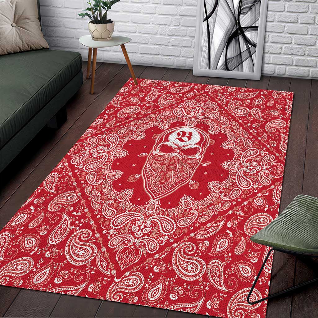 Red Paisley Area Rug Skull Gangster - Wonder Print Shop