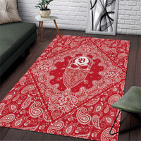 Red Paisley Area Rug Skull Gangster - Wonder Print Shop