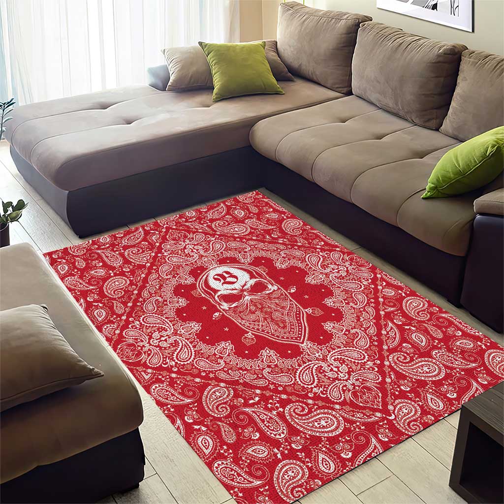 Red Paisley Area Rug Skull Gangster - Wonder Print Shop