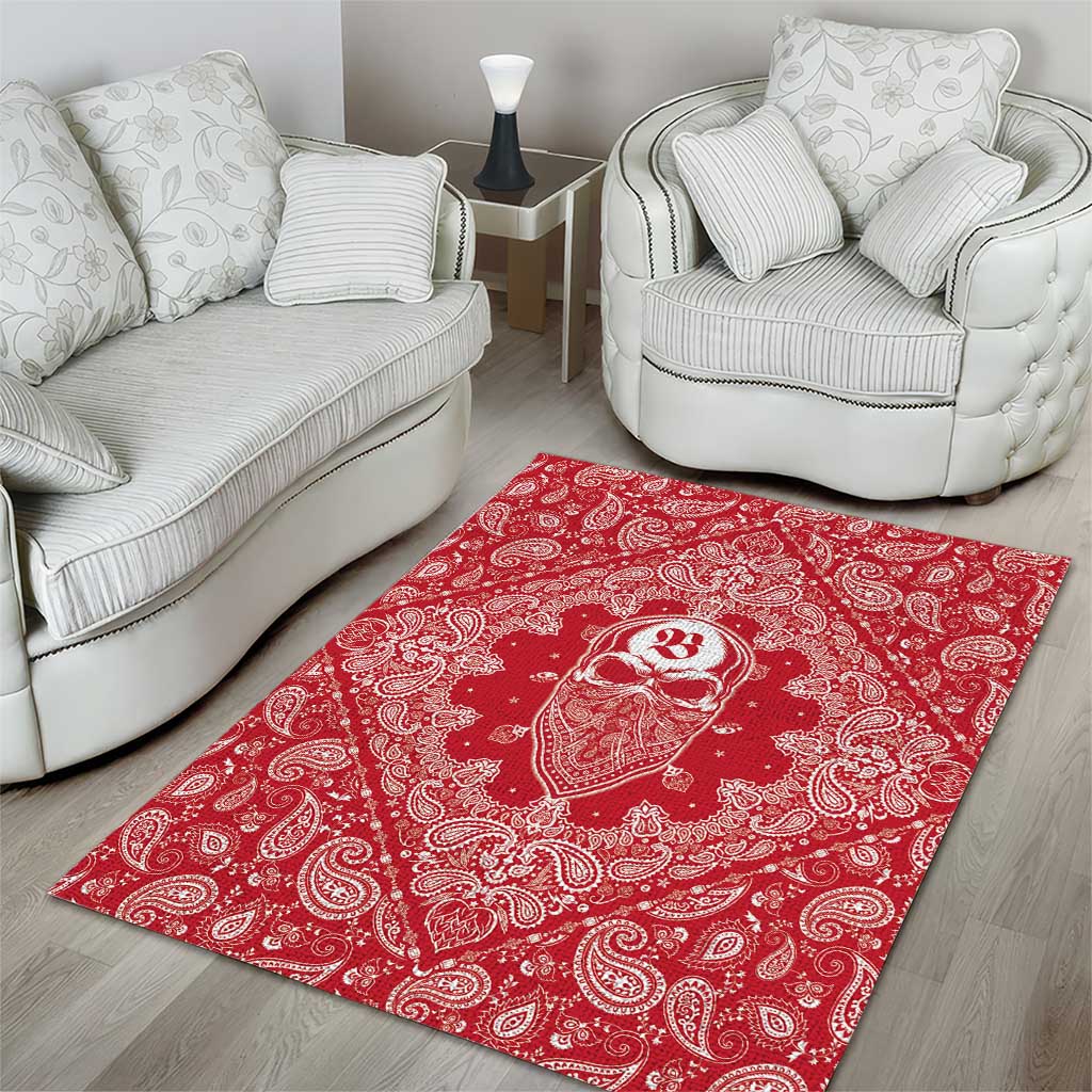 Red Paisley Area Rug Skull Gangster - Wonder Print Shop