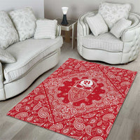 Red Paisley Area Rug Skull Gangster - Wonder Print Shop