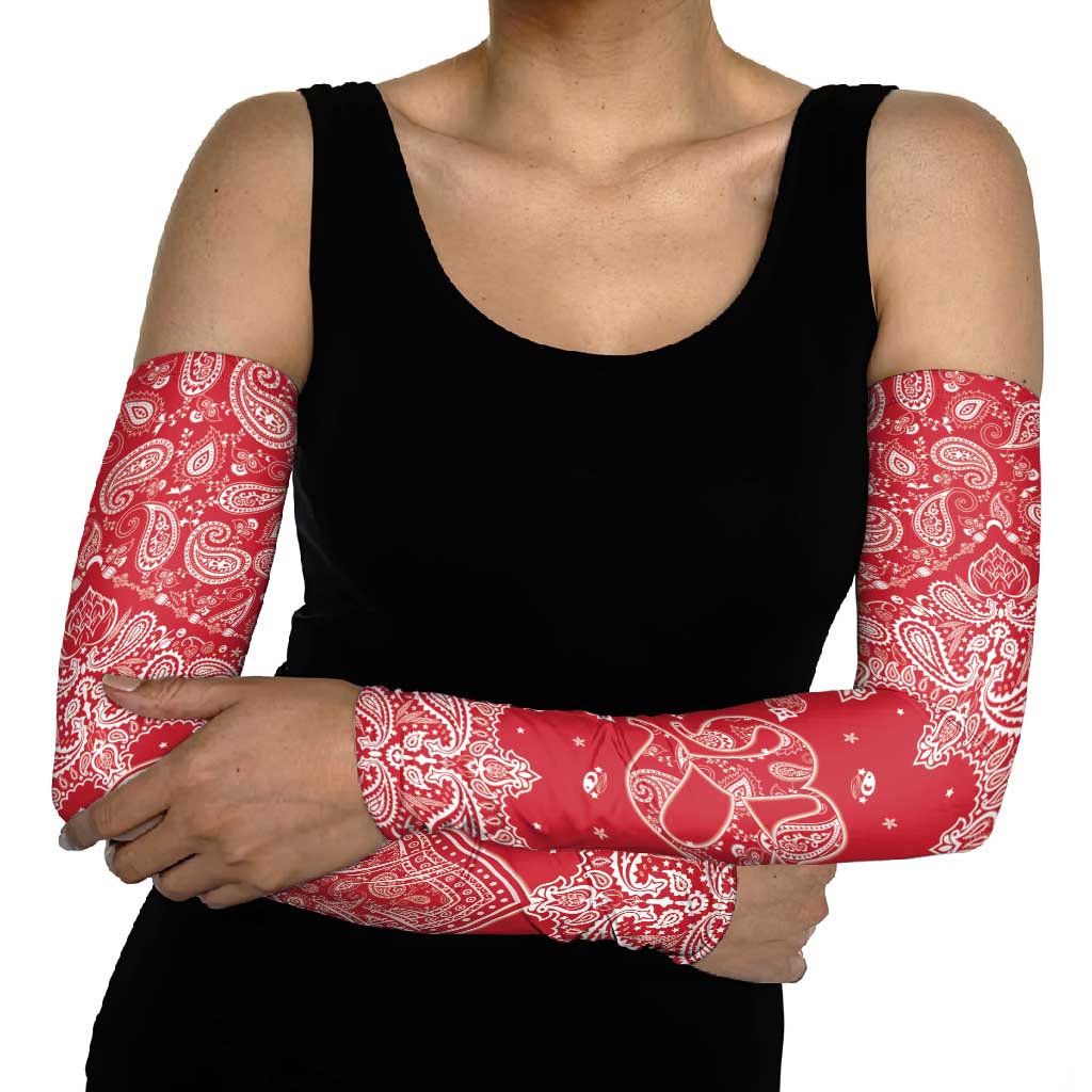 Red Paisley Arm Sleeves Skull Gangster - Wonder Print Shop