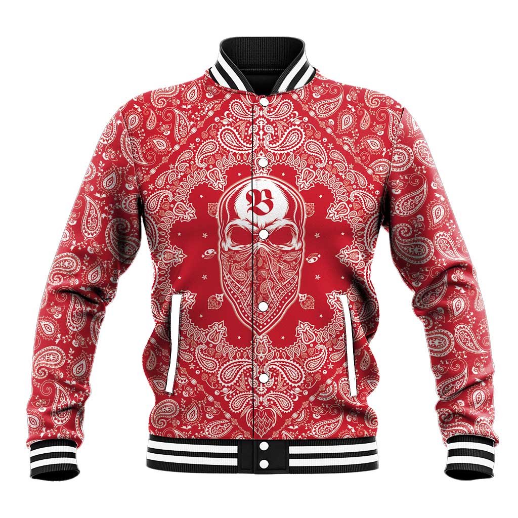 Red Paisley Baseball Jacket Skull Gangster - Wonder Print Shop