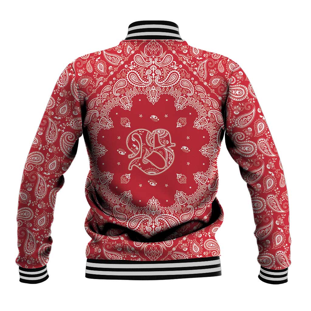 Red Paisley Baseball Jacket Skull Gangster - Wonder Print Shop