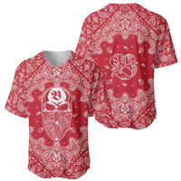 Red Paisley Baseball Jersey Skull Gangster - Wonder Print Shop