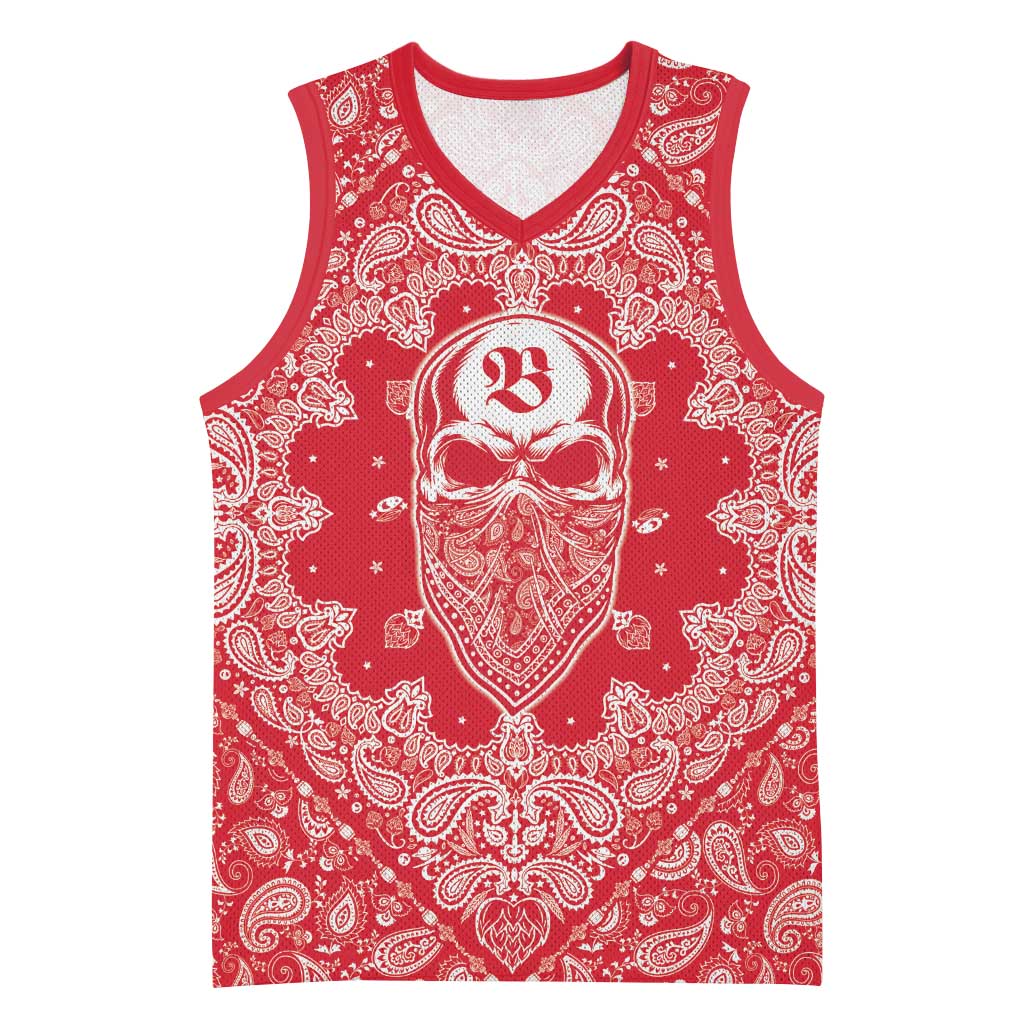 Red Paisley Basketball Jersey Skull Gangster - Wonder Print Shop