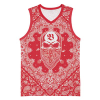 Red Paisley Basketball Jersey Skull Gangster - Wonder Print Shop