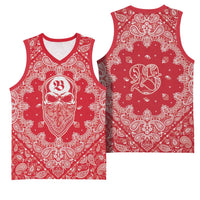 Red Paisley Basketball Jersey Skull Gangster - Wonder Print Shop